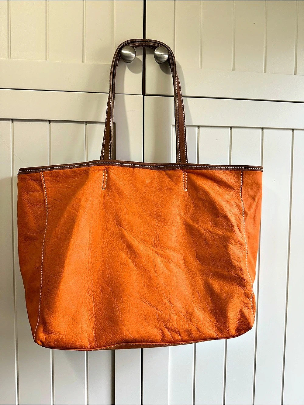 Creazioni Maurizio Soft Italian Leather Tote in Orange NWT
